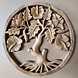 Wandpaneel hout rond Levensboom met bloem en blad 30cm Wandpaneel hout rond Levensboom met bloem en blad 30cm
