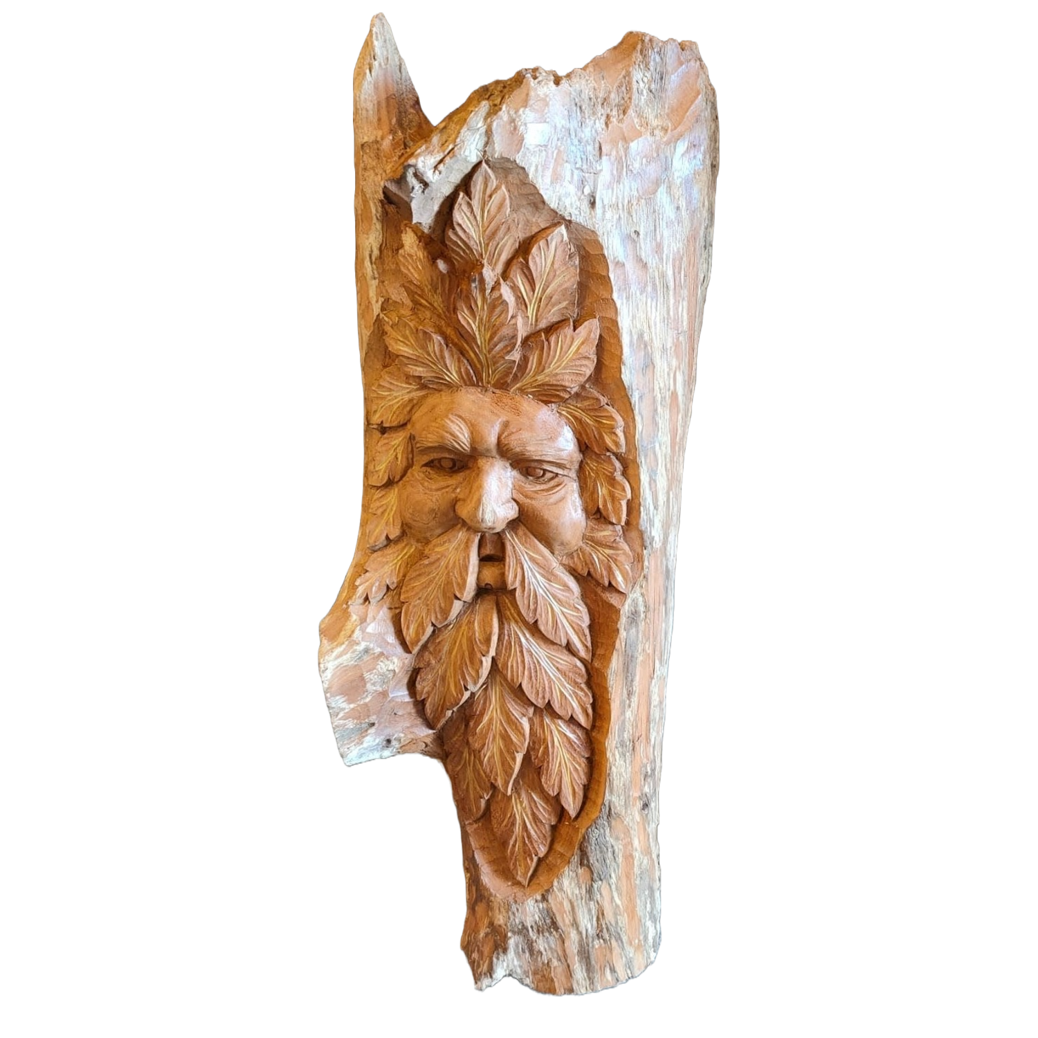 Sculpture wood with hand carved forest creature 70cm