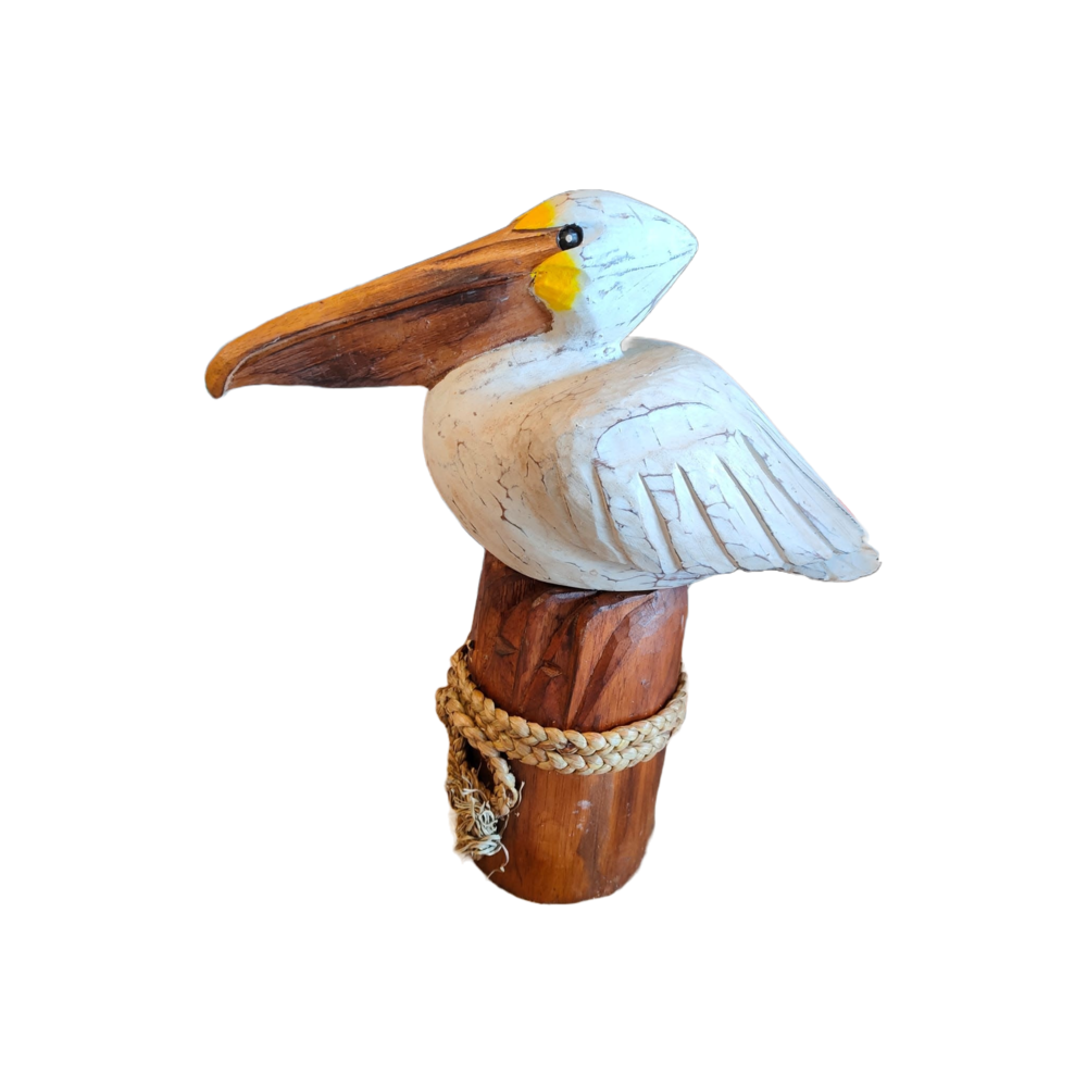 Sculpture wood Pelican on driftwood Eliassen Home & Garden Pleasure