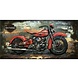 Metalen 3d schilderij Rode motor Historic 70x140cm. Metalen 3d schilderij Rode motor Historic 70x140cm.
