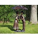 Bronzestatue Junge und Mädchen unter Regenschirm 138cm Bronzestatue Junge und Mädchen unter Regenschirm 138cm