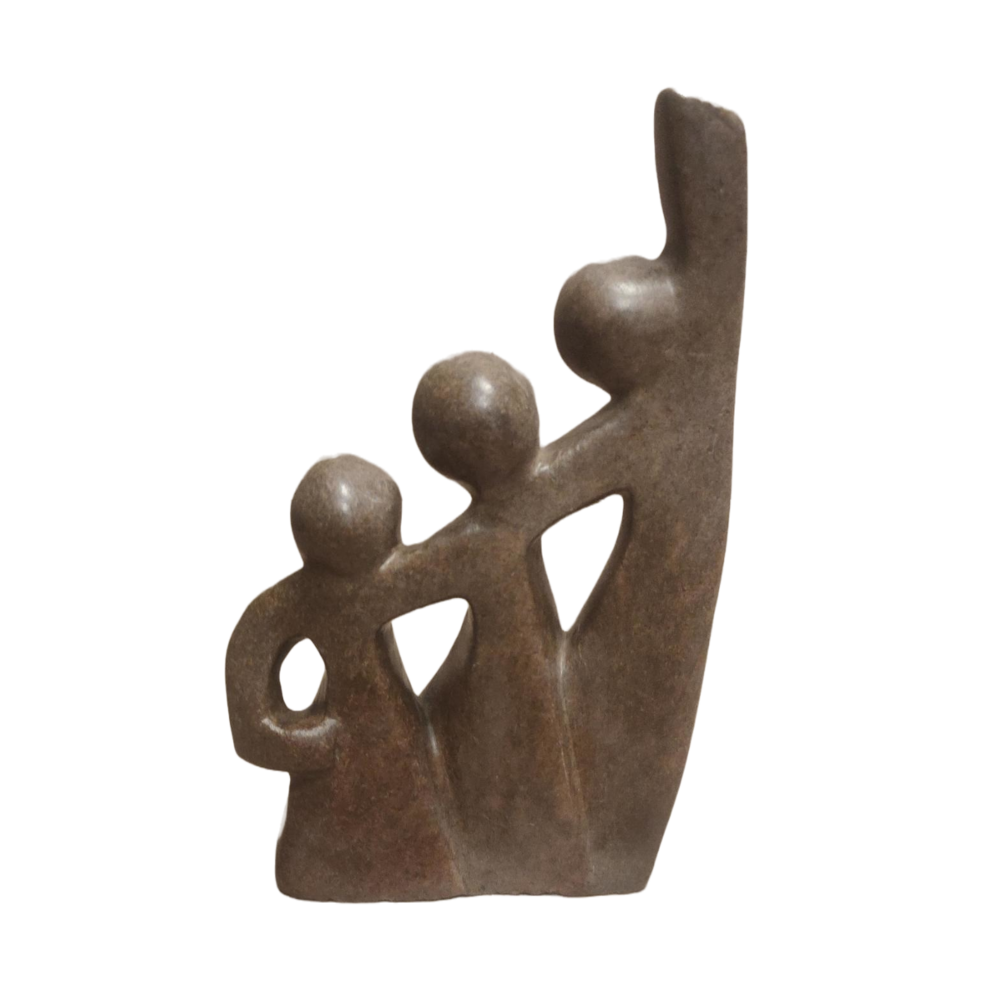 Statue Family 3 in a row soapstone 19cm Eliassen.nl Eliassen Home