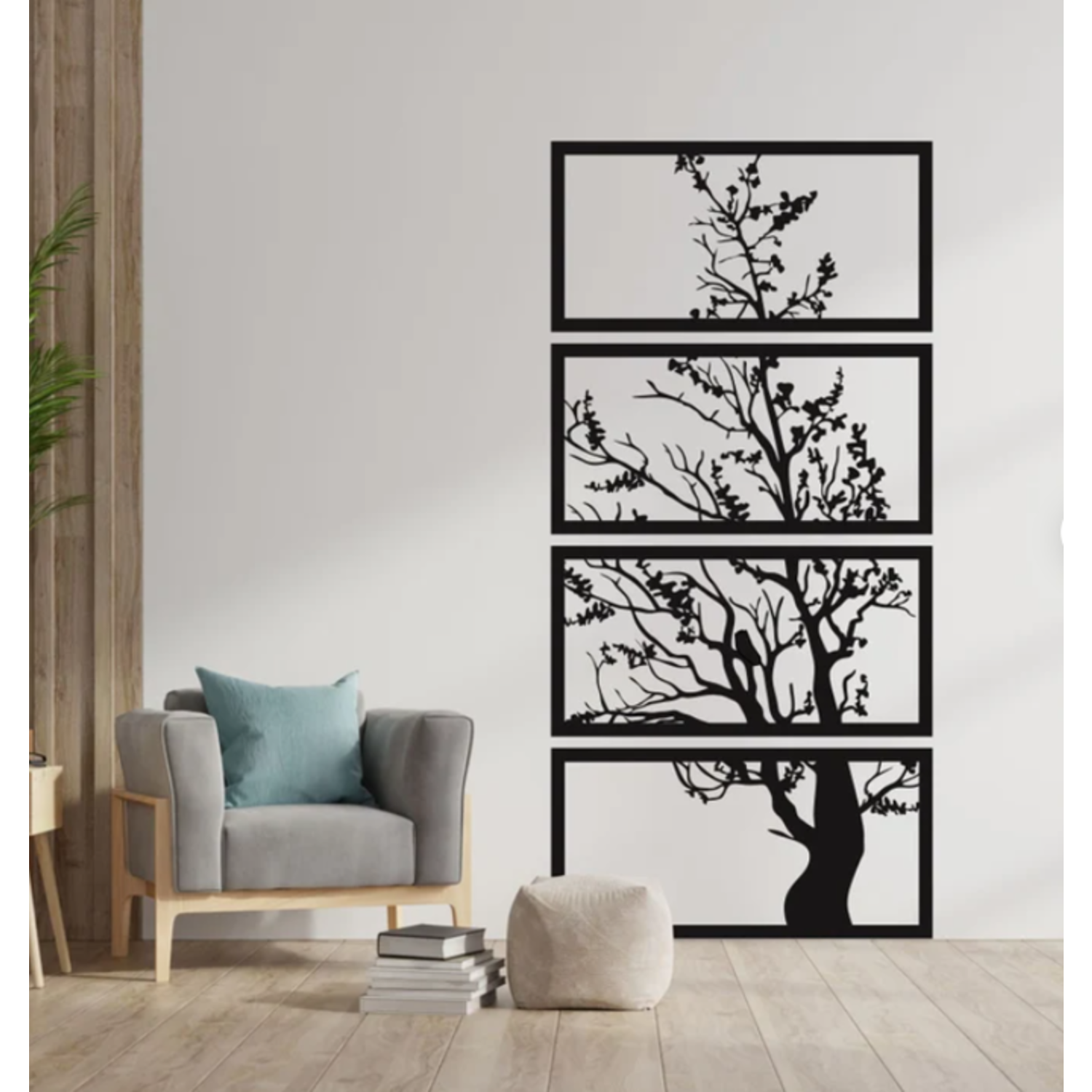 Wanddecoratie metaal zwart Eikeboom 200cm - Eliassen Home & Garden Pleasure