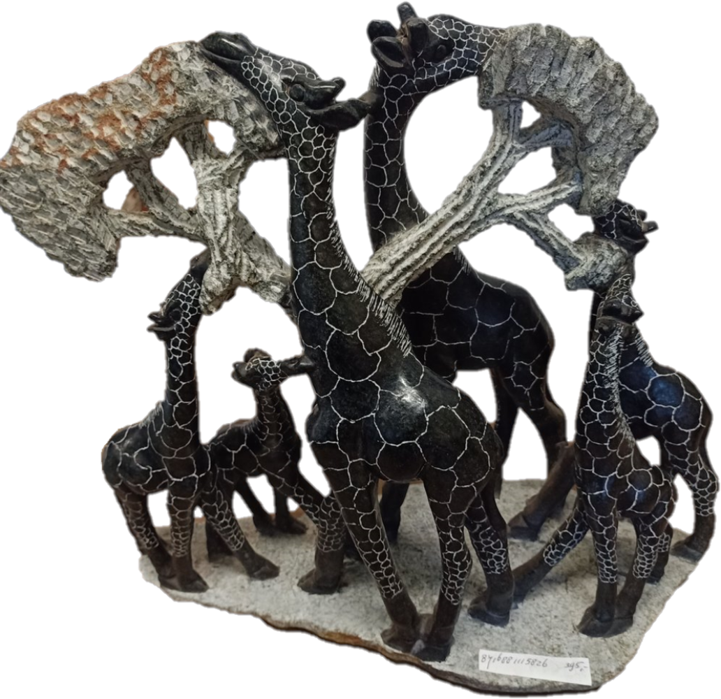 Soapstone sculpture Herd of Giraffes large 45cm Eliassen Home