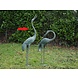 Bronzen beeld Kraanvogel hoofd omhoog Bronzen beeld Kraanvogel hoofd omhoog