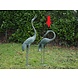 Bronzen beeld Kraanvogel hoofd omhoog Bronzen beeld Kraanvogel hoofd omhoog