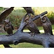 Bronzeskulptur 5 Eulen auf einem Baumstumpf Bronzeskulptur 5 Eulen auf einem Baumstumpf