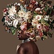 Glasbild Blumenfrau links 80x80cm. Glasbild Blumenfrau links 80x80cm.