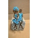 Afrikaans bronzen beeld Paar met hangende benen blauw 13cm Afrikaans bronzen beeld Paar met hangende benen blauw 13cm