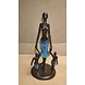 Afrikaans bronzen beeld Vrouw met 2 kinderen blauw 22cm Afrikaans bronzen beeld Vrouw met 2 kinderen blauw 22cm