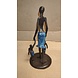 Afrikaans bronzen beeld Vrouw met 2 kinderen blauw 22cm Afrikaans bronzen beeld Vrouw met 2 kinderen blauw 22cm