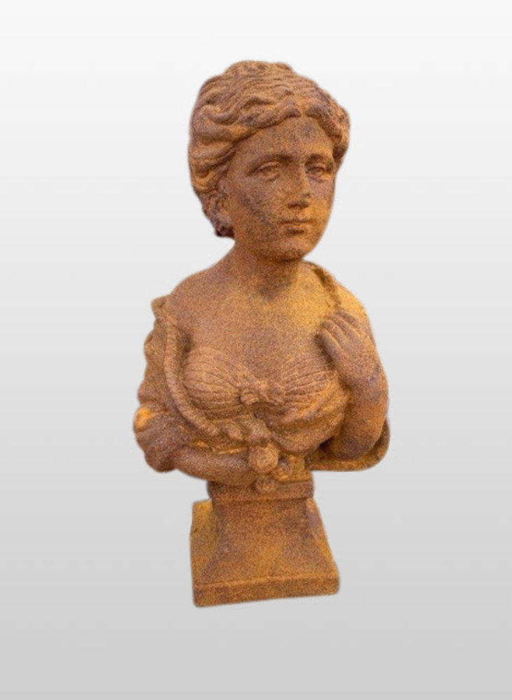 Cast iron female bust short hair 29cm. Eliassen Home & Garden