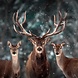 Glasmalerei Trio Hirsch 100x100cm. Glasmalerei Trio Hirsch 100x100cm.