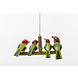 4 metalen vogeltjes op een takje rood/groen 4 metalen vogeltjes op een takje rood/groen