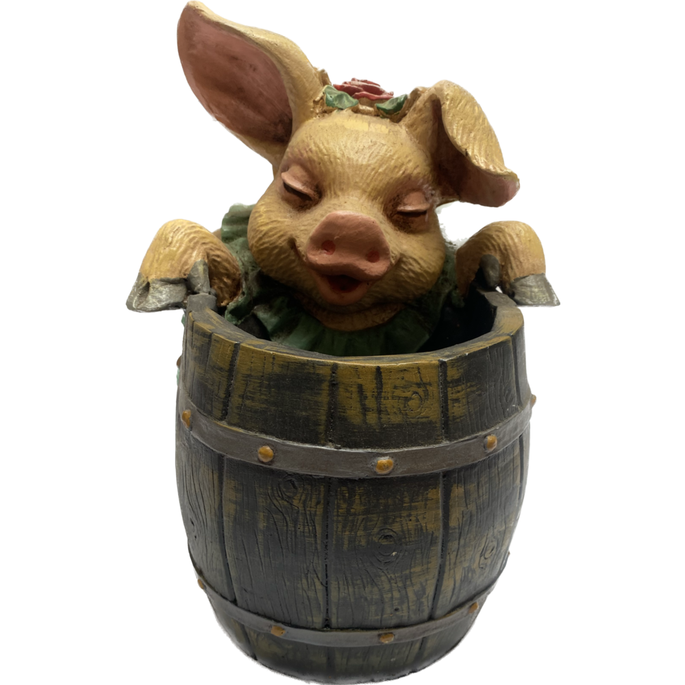 Beeld Varkens vrouwtje in ton 32cm Eliassen Home & Garden Pleasure