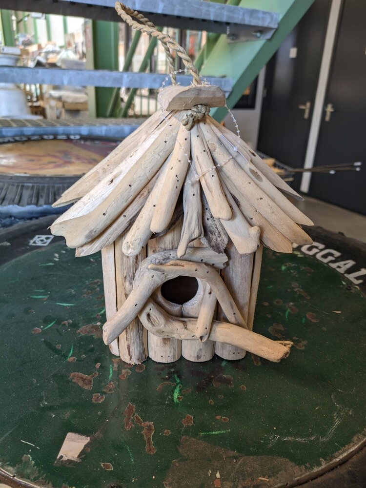 Wooden statue birdhouse square Eliassen Home & Gardenpleasure