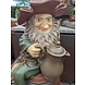 Beeld kabouter drinkend op ton 60cm Beeld kabouter drinkend op ton 60cm