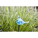 Glazen vogel op tuinsteker blauw 90cm. Glazen vogel op tuinsteker blauw 90cm.