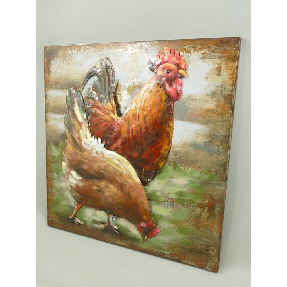 3D-Gemälde aus Metall Hahn und Henne 60x60cm. - Eliassen Haus &amp; Garten ...