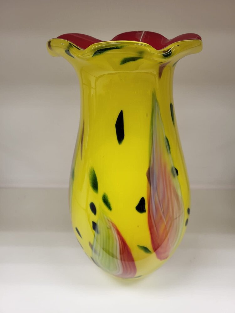 Glasvase gelb mit rot 41cm. - Eliassen Home & Garden-Vergnügen - Eliassen  Home & Garden Pleasure