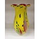 Glazen vaas geel met rood 41cm. Glazen vaas geel met rood 41cm.