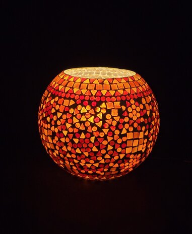 Tischlampe Glasmosaik rote Kugel 17x17x15cm. - Eliassen Home&Garden -  Eliassen Home & Garden Pleasure