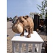 Holzstatue eines Nilpferds mit geschlossenem Maul, 40 cm Holzstatue eines Nilpferds mit geschlossenem Maul, 40 cm