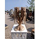 Houten beeld twee uilen op stam Houten beeld twee uilen op stam