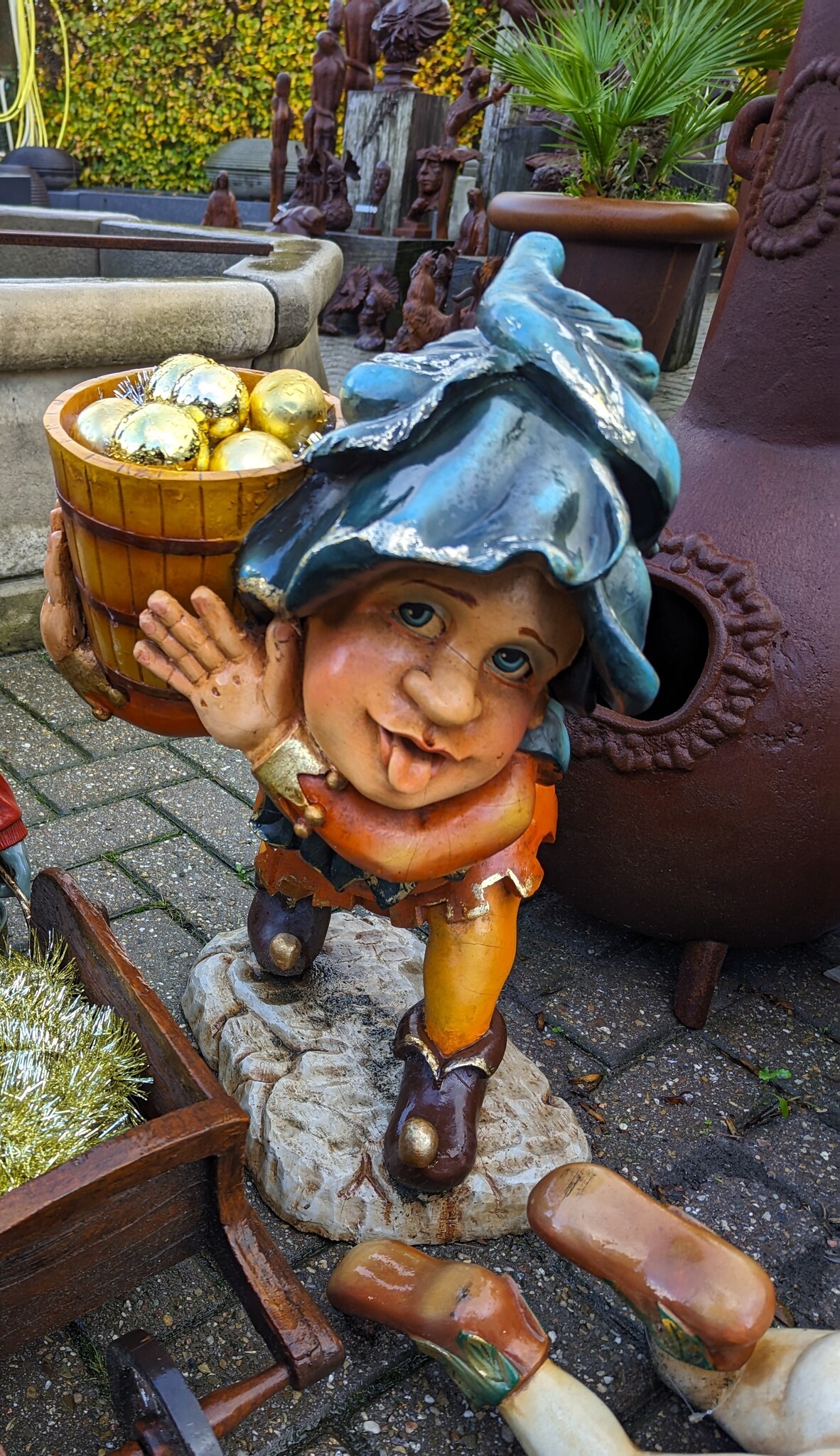 Figurine Gnome Woody With Basket 65 Cm