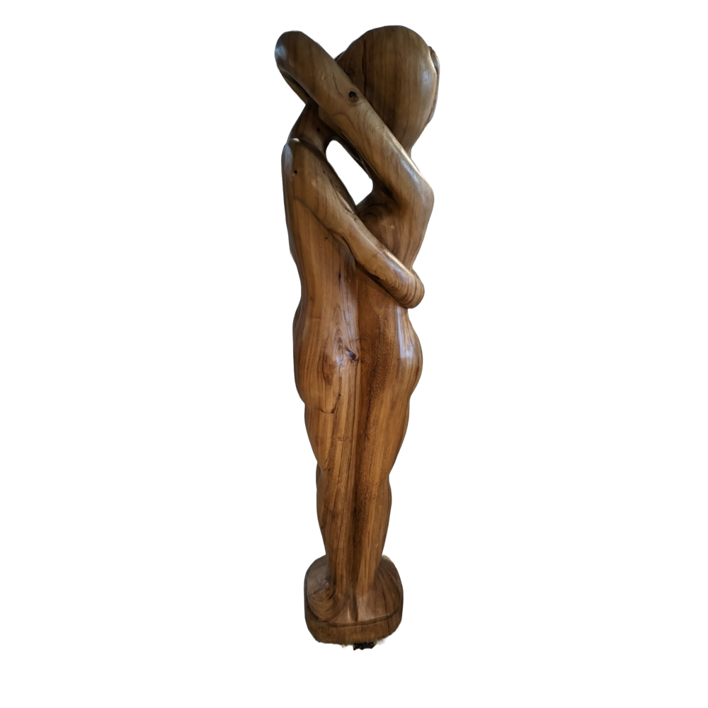 Sculpture wood abstract love couple man and woman 150cm Eliassen.nl