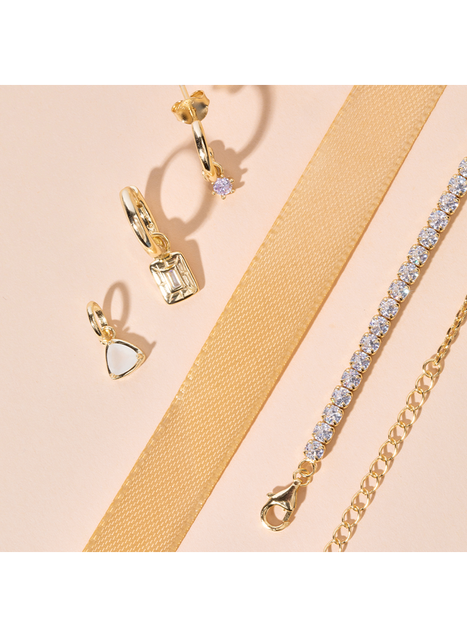 Oorbellen Geboortesteen Juni Maansteen Diamand