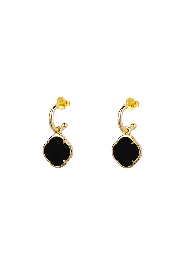 Oorbellen Zwarte Onyx Klaver