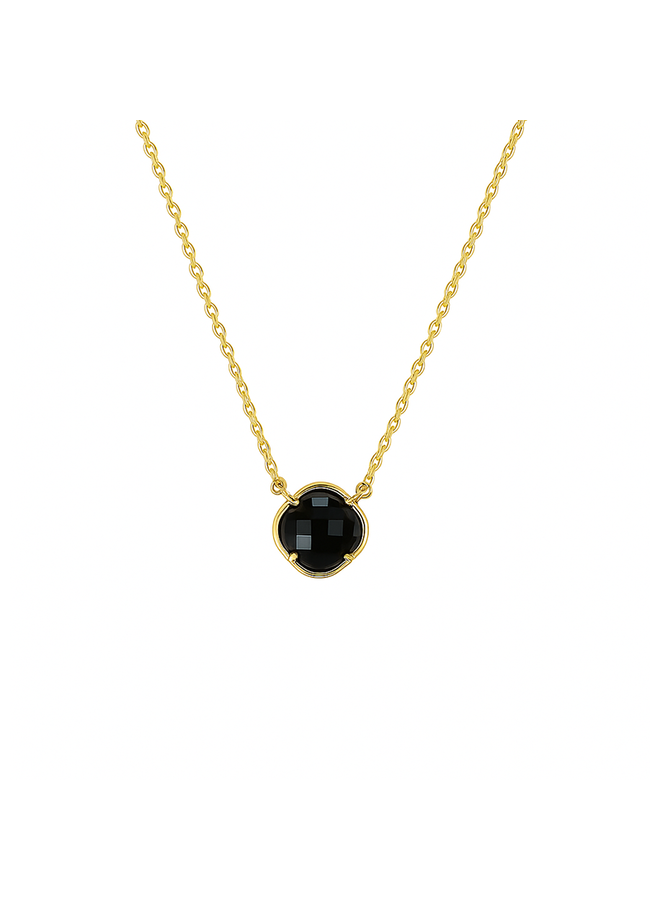 Zwart Onyx Ketting  Klaver
