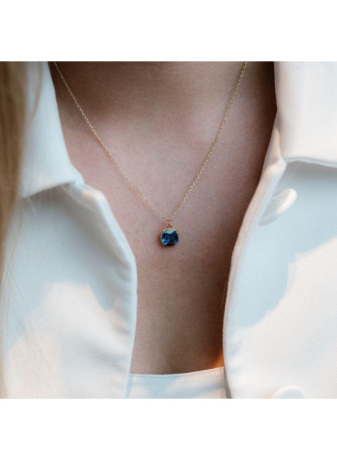 Geboortesteen Ketting december blauw topaas
