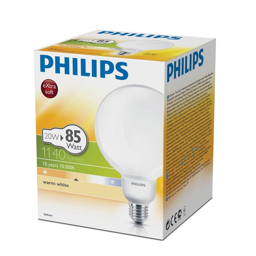 Philips Softtone Spaarlamp Warm White 20W/E27/2700K/1140lm Philips Softtone Spaarlamp Warm White 20W/E27/2700K/1140lm