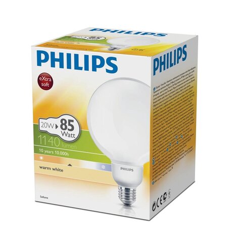 Philips Softtone Spaarlamp Warm White 20W/E27/2700K/1140lm Philips Softtone Spaarlamp Warm White 20W/E27/2700K/1140lm