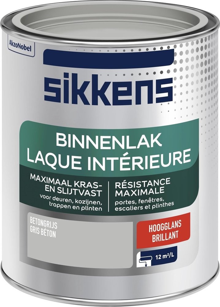 Sikkens Sikkens Binnenlak Hoogglans Betongrijs 750ml Sikkens Sikkens Binnenlak Hoogglans Betongrijs 750ml