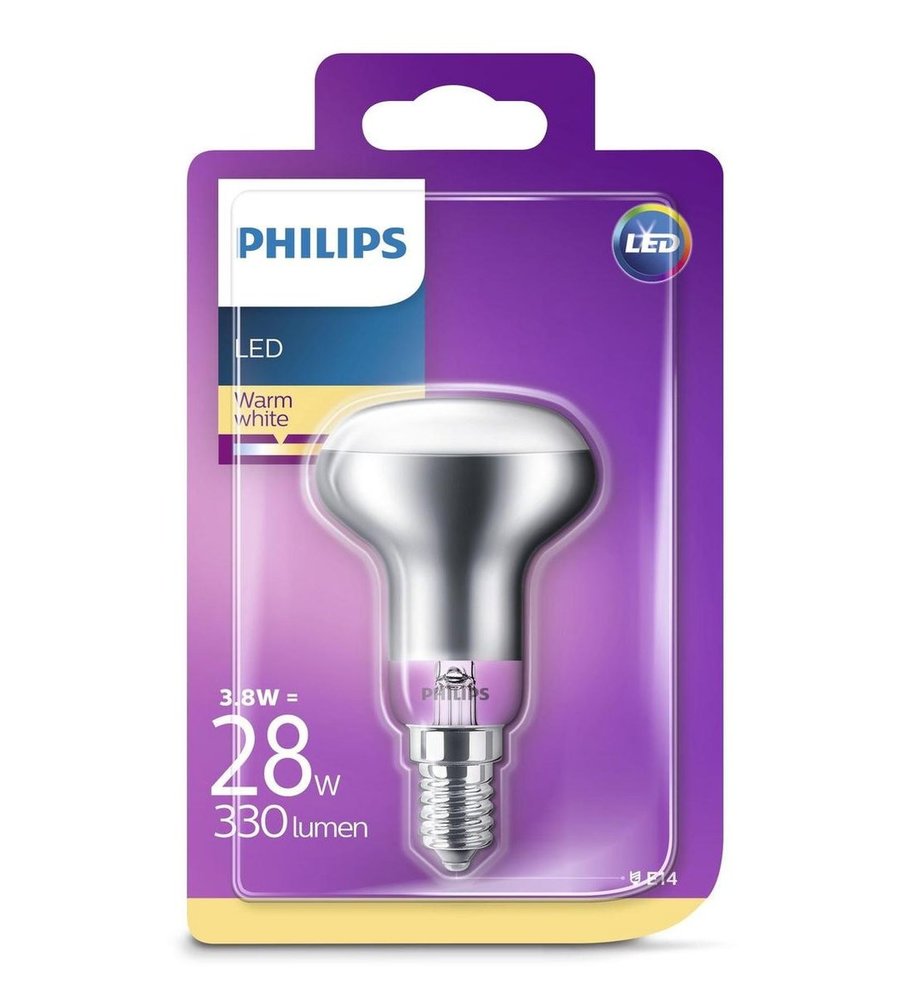 Philips 4 stuks Philips LED Reflector 3,8W (28W) E14 warm wit - voordeelverpakking Philips 4 stuks Philips LED Reflector 3,8W (28W) E14 warm wit - voordeelverpakking