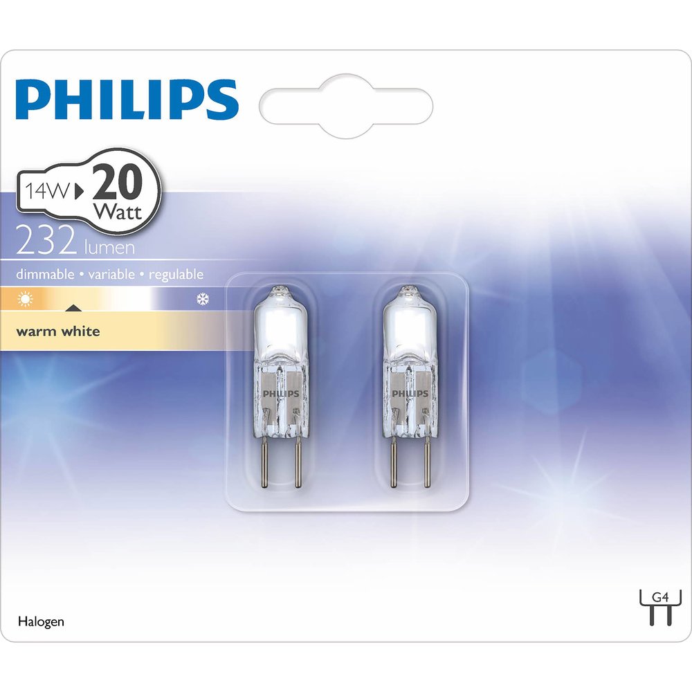 Philips Philips Hal-Caps 2y 20W G4 12V CL 2BL/10 Philips Philips Hal-Caps 2y 20W G4 12V CL 2BL/10