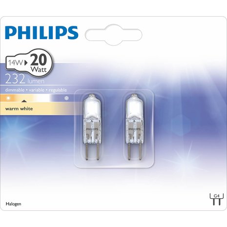 Philips Philips Hal-Caps 2y 20W G4 12V CL 2BL/10 Philips Philips Hal-Caps 2y 20W G4 12V CL 2BL/10