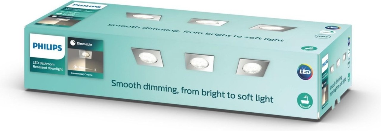 Philips Philips Dreaminess - Inbouwspot - 3 Lichtpunten - chroom - 3 x 500lm