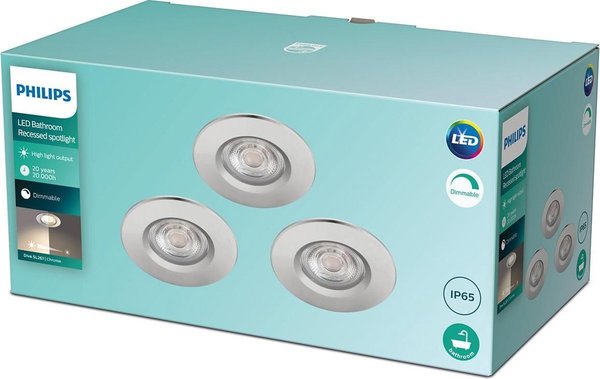 Philips Philips Inbouwspot Dive SL261 Reflector 5,5W Chroom IP65 Warm wit (3 stuks) Philips Philips Inbouwspot Dive SL261 Reflector 5,5W Chroom IP65 Warm wit (3 stuks)