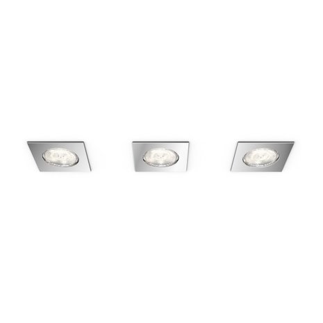 Philips Philips Dreaminess - Inbouwspot - 3 Lichtpunten - chroom - 3 x 500lm