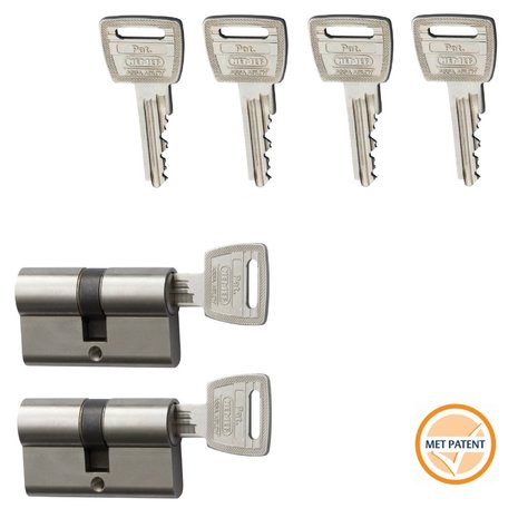Nemef Nemef Veiligheidscilinder Dubbel 132/9P - 2 stuks gelijksluitend incl. 6 sleutels - SKG***