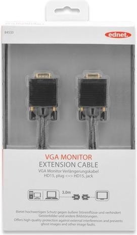 Ednet Ednet 84533 VGA kabel 3 m VGA (D-Sub) Zwart Ednet Ednet 84533 VGA kabel 3 m VGA (D-Sub) Zwart