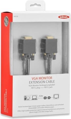 Ednet Ednet 84533 VGA kabel 3 m VGA (D-Sub) Zwart Ednet Ednet 84533 VGA kabel 3 m VGA (D-Sub) Zwart