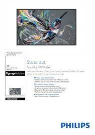 Philips Philips 108 cm, 42.5 inch, 3840 x 2160, 400 cd/m², 1300:1, 8 ms, 16:9, 0.315 x 0.315 mm, 1.07 Billion, ADS Public display - Zwart Philips Philips 108 cm, 42.5 inch, 3840 x 2160, 400 cd/m², 1300:1, 8 ms, 16:9, 0.315 x 0.315 mm, 1.07 Billion, ADS Public display - Zwart