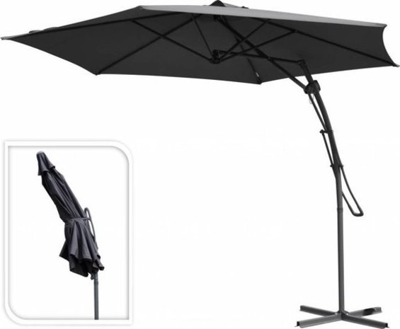 Garden collection Garden Collection - Luxe Zweefparasol met Push-up Systeem - ⌀ 300 CM - Antraciet Garden collection Garden Collection - Luxe Zweefparasol met Push-up Systeem - ⌀ 300 CM - Antraciet