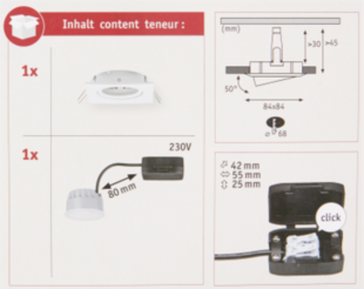 Paulmann Paulmann inbouwspot LED Nova Coin 3-stapdim vierkant kantelbaar aluminium LED 6,5W