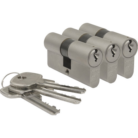 Nemef Nemef veiligheidscilinder 111/9 - Met boorbelemmering - Anti slagpick - SKG** - Lengte 60mm - Met 6 sleutels - 3 cilinders in verpakking Nemef Nemef veiligheidscilinder 111/9 - Met boorbelemmering - Anti slagpick - SKG** - Lengte 60mm - Met 6 sleutels - 3 cilinders in verpakking